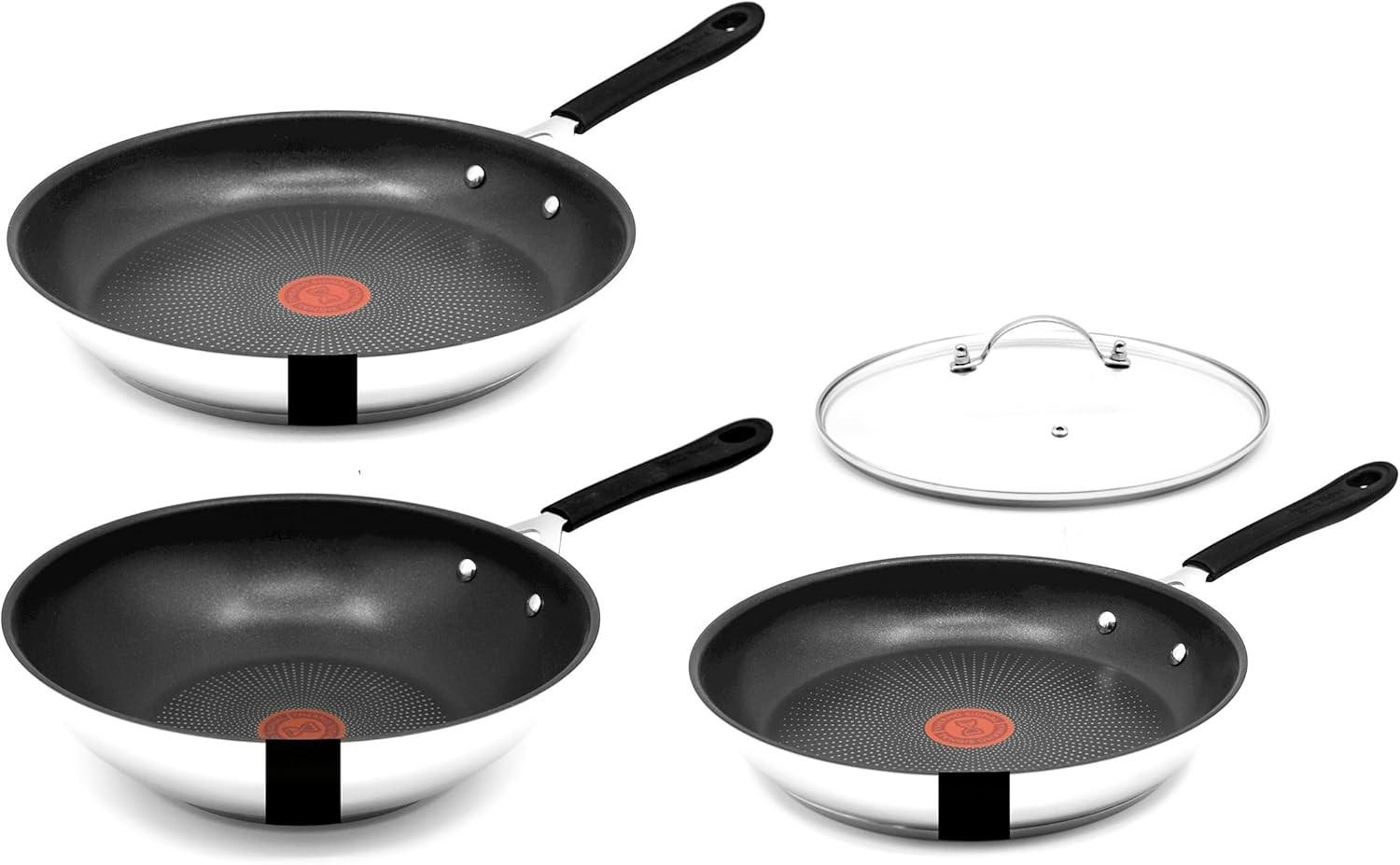 PFANNENSET E30 4Tlg Silber Schwarz Induktion Antihaft - Silberfarben/Schwarz, Metall - Tefal
