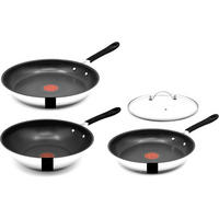 PFANNENSET E30 4Tlg Silber Schwarz Induktion Antihaft - Silberfarben/Schwarz, Metall - Tefal