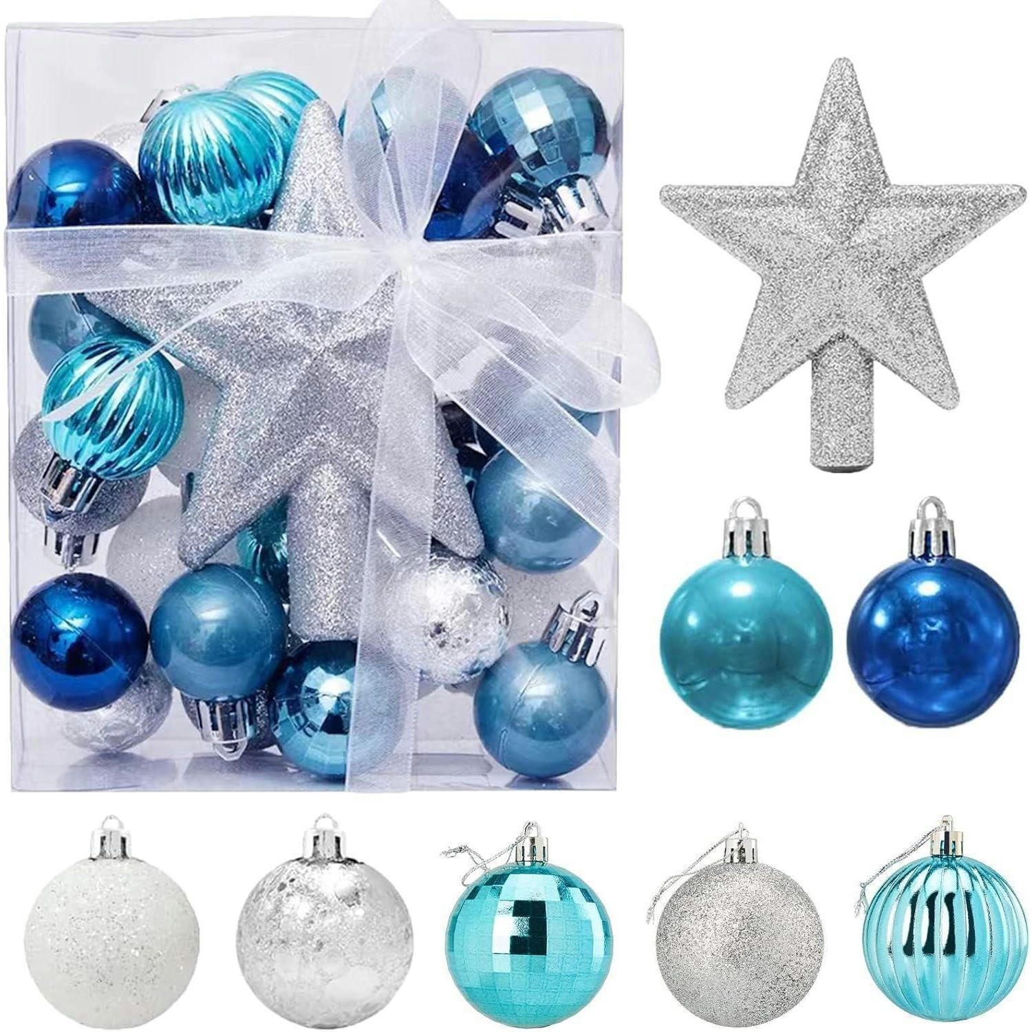 WEIHNACHTSKUGELN 30-teiliges Set Blau & Silber 3 cm - Multicolor, Kunststoff (3/3/3cm)