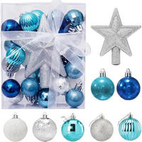 WEIHNACHTSKUGELN 30-teiliges Set Blau & Silber 3 cm - Multicolor, Kunststoff (3/3/3cm)