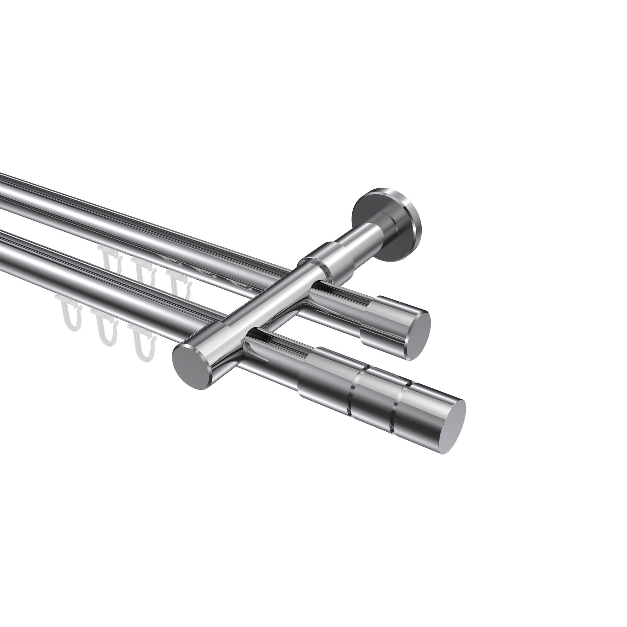 INNENLAUF-GARDINENSTANGEN-SET Prestige Elanto 100 cm, 2-läufig, 20 mm Ø Chrom - Chromfarben, Metall (100cm) - INTERDECO