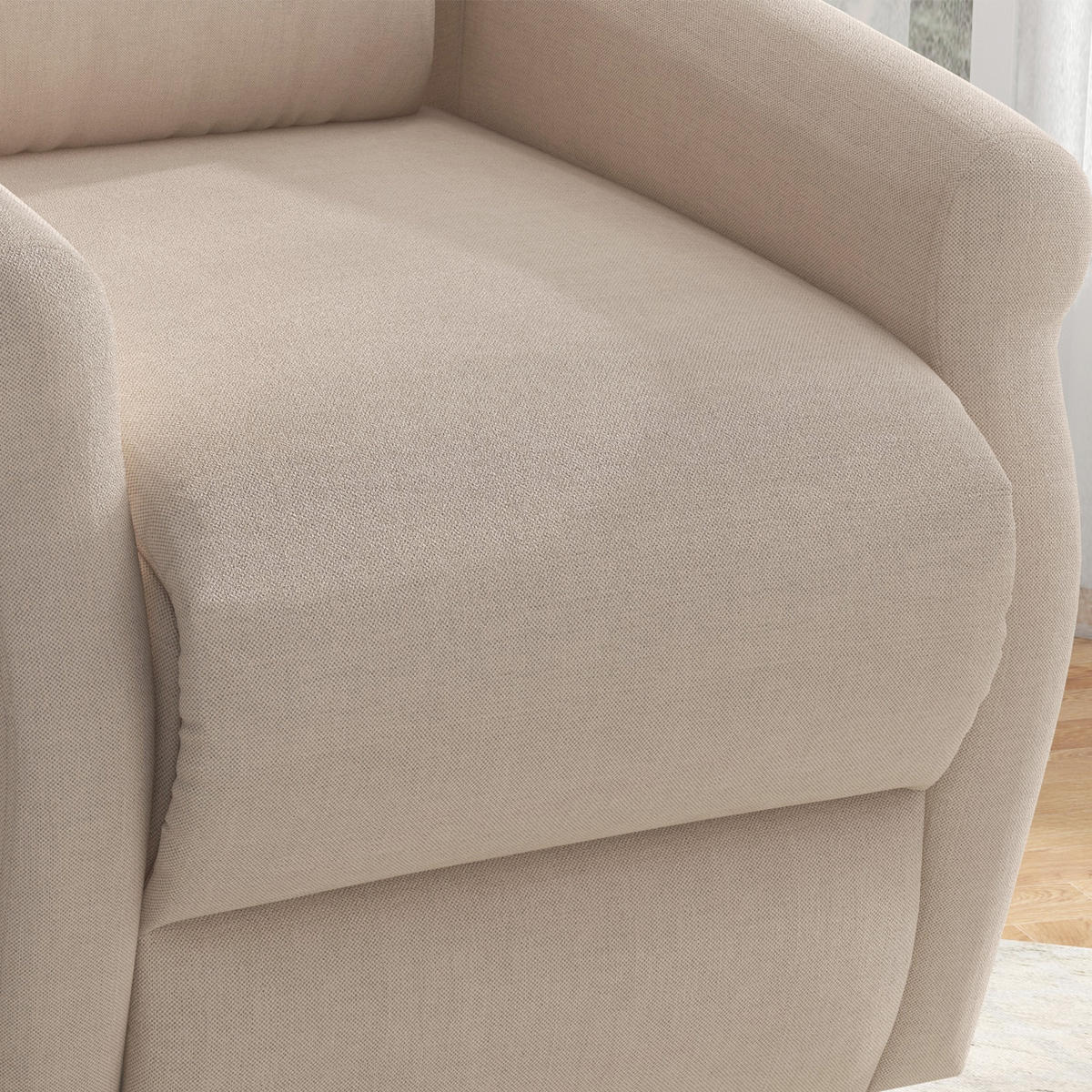 FERNSEHSESSEL mit Aufstehhilfe Leinen Cremeweiß - Creme/Schwarz, Holz/Textil (94/111/74cm) - HOMCOM