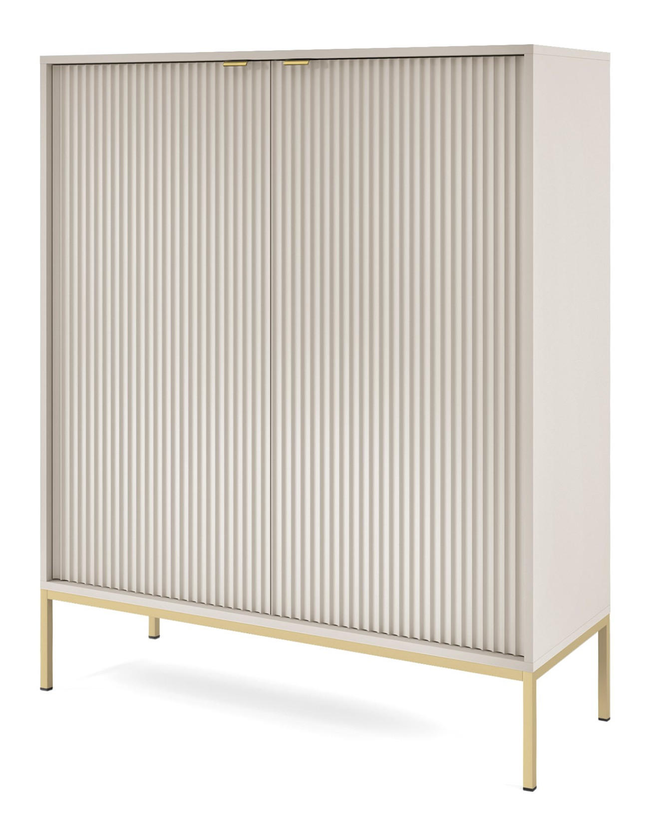 KOMMODE Kaschmir NEW K104 Gerillt Goldfarben - Ecru, Holzwerkstoff (104/125/39cm) - Sepro Meble