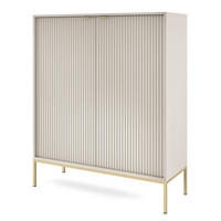 KOMMODE Kaschmir NEW K104 Gerillt Goldfarben - Ecru, Holzwerkstoff (104/125/39cm) - Sepro Meble
