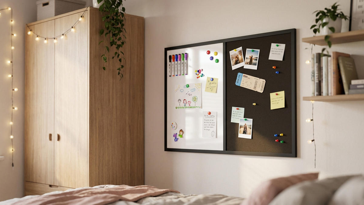KOMBITAFEL 2 in 1 Whiteboard und Kork 90x60 mit schwarz lackietem Holzrahmen - Schwarz/Weiß, Holz (90/60/1.5cm) - ALLboards