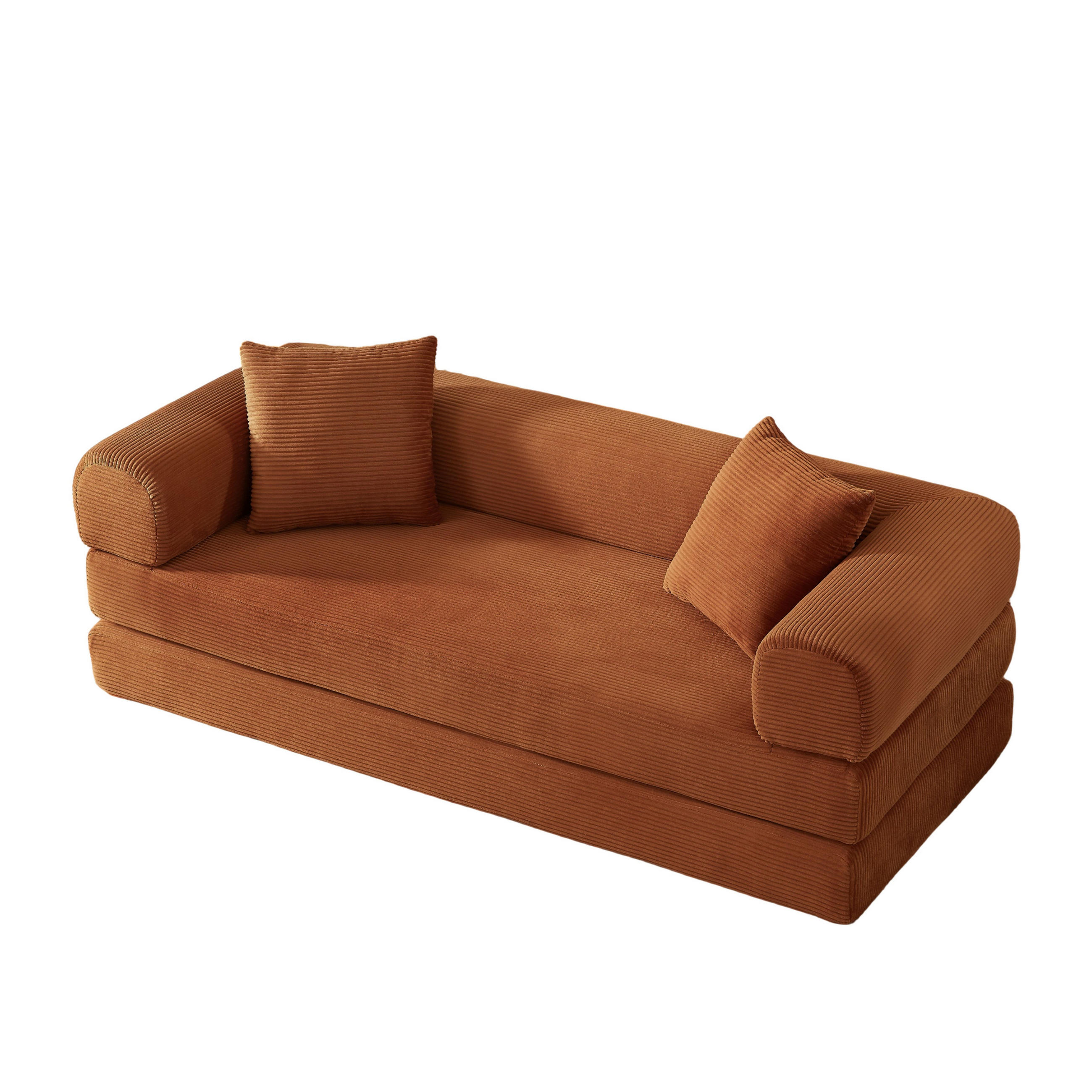 SCHLAFSOFA DE-34902 Tatami-Stil mit Bettfunktion Terrakotta - Terracotta, Textil (89/59/195cm) - ComfortXL
