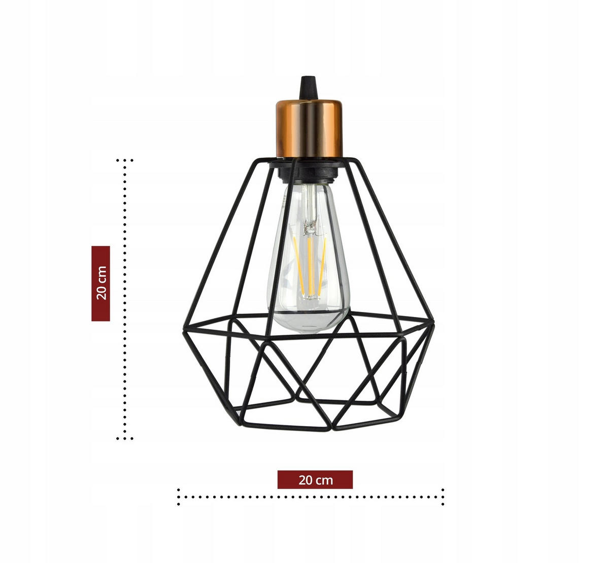 PENDELLEUCHTE EDISON - Goldfarben/Schwarz, Metall (20/20/150cm) - kiki design