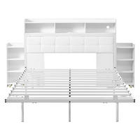 BETT 140x190 cm LED USB Ablage weiß - Weiß, Metall (140/190cm) - LEBENLANG