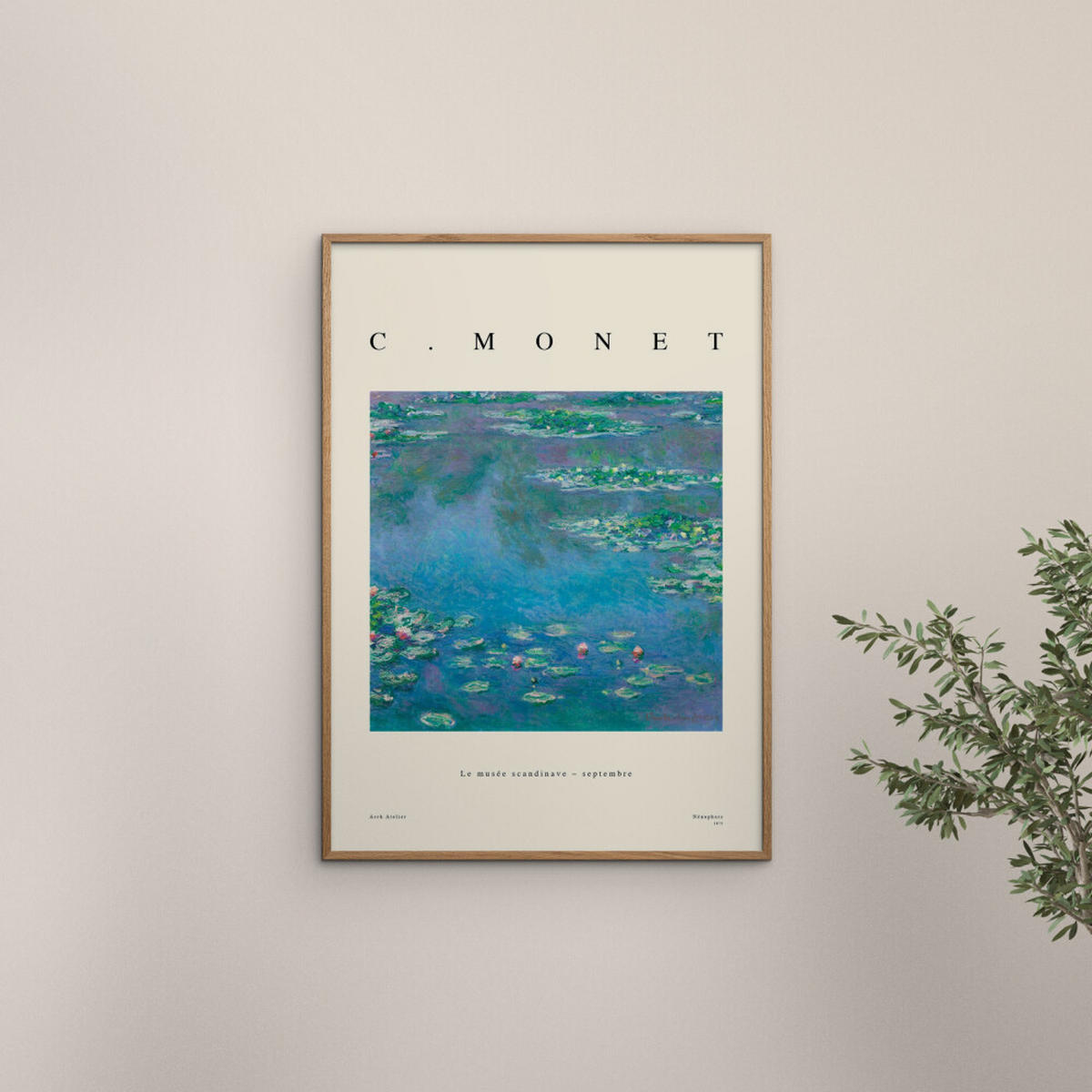 POSTER mit Rahmen Arch Atelier - Claude Monet — Nénuphars - Blau/Eichefarben, Holz/Papier (50/70cm) - Poster&Frame