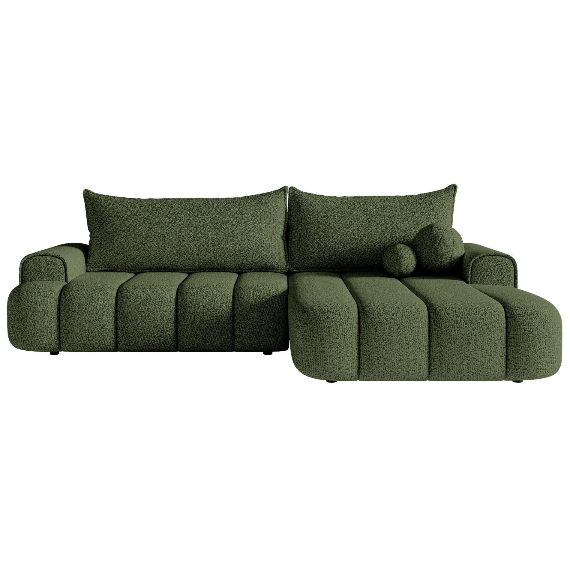 ECKSOFA Dandelino Khaki mit Bouclé-Bezug, rechts - Schwarz/Grün, Kunststoff/Textil (275/168cm) - Selsey