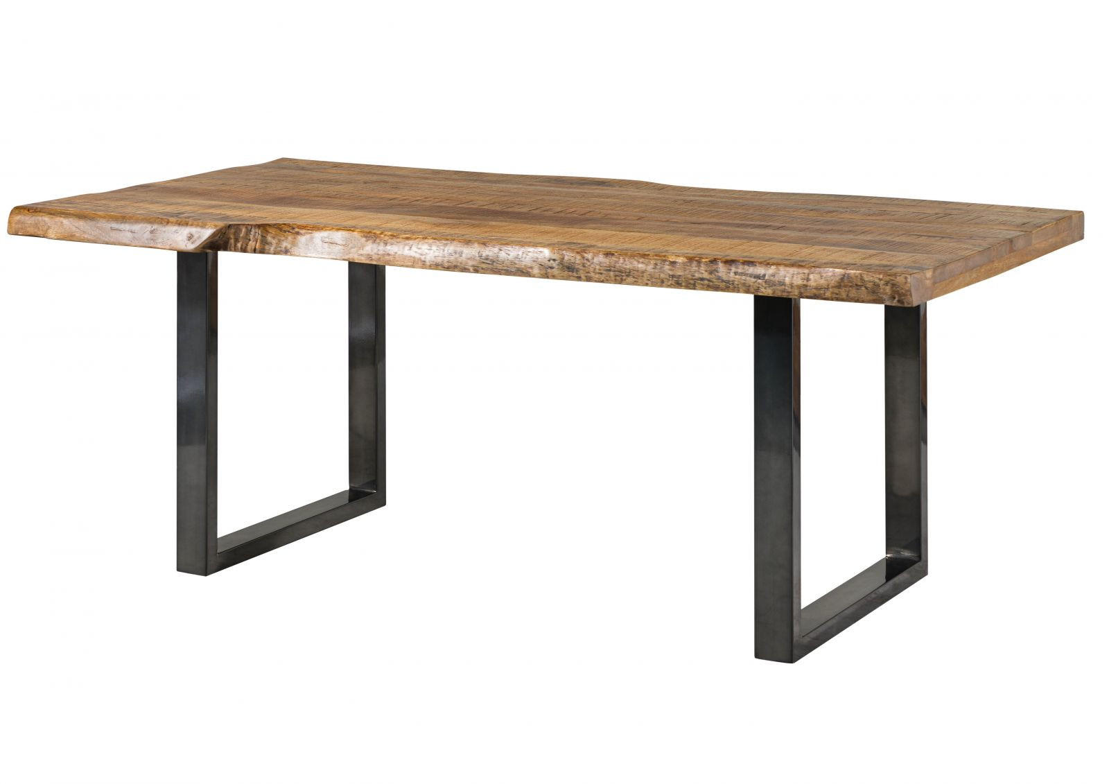 BAUMTISCH Mango 220x100x77 natur lackiert / U-Beine anthrazit glänzend FREEFORM 5 - Naturfarben, Holz (220/100/77cm) - Massivmoebel24