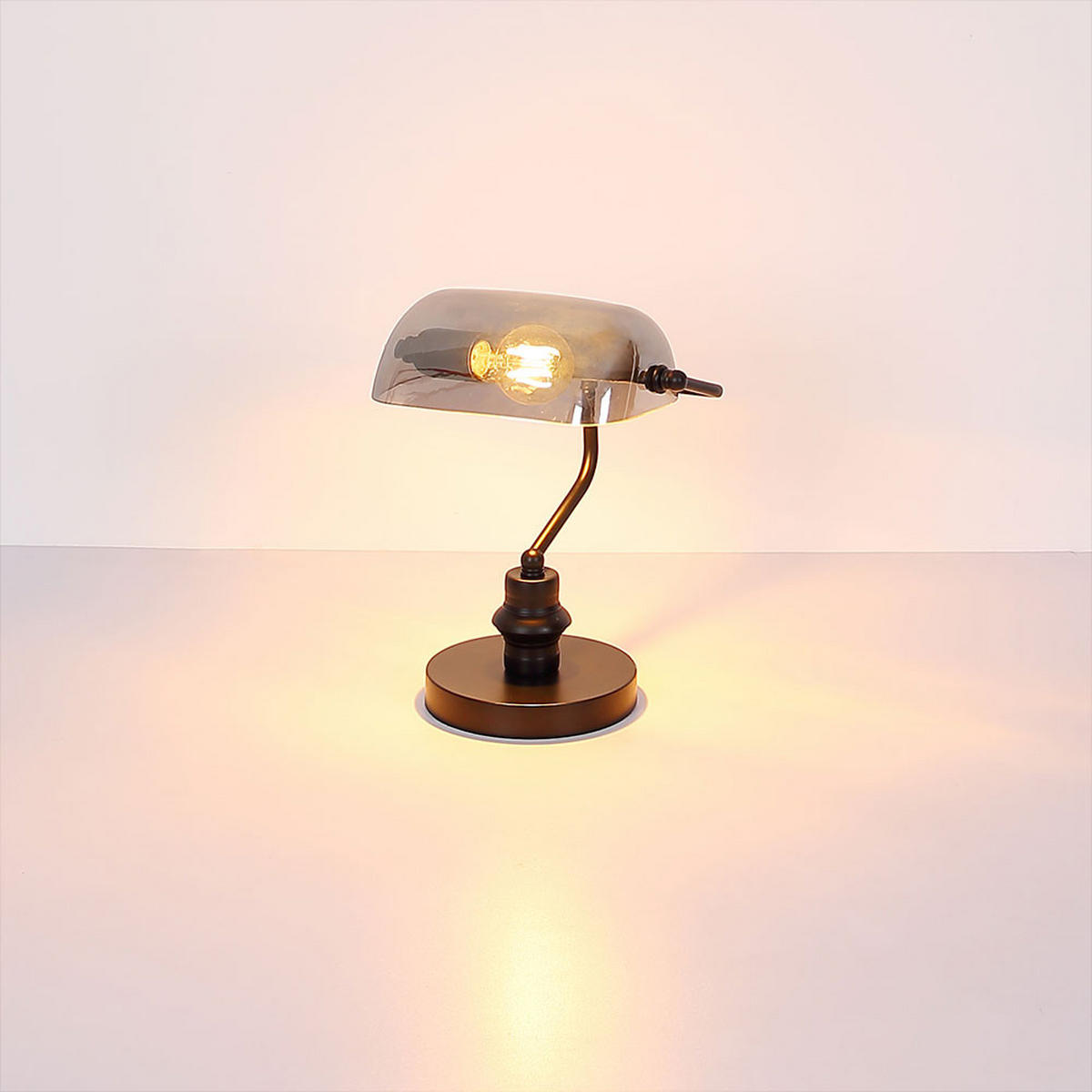 LED TISCHLEUCHTE Antique Schwarz Glas Rauch - Schwarz, Glas (25/18/32cm) - Globo Lighting