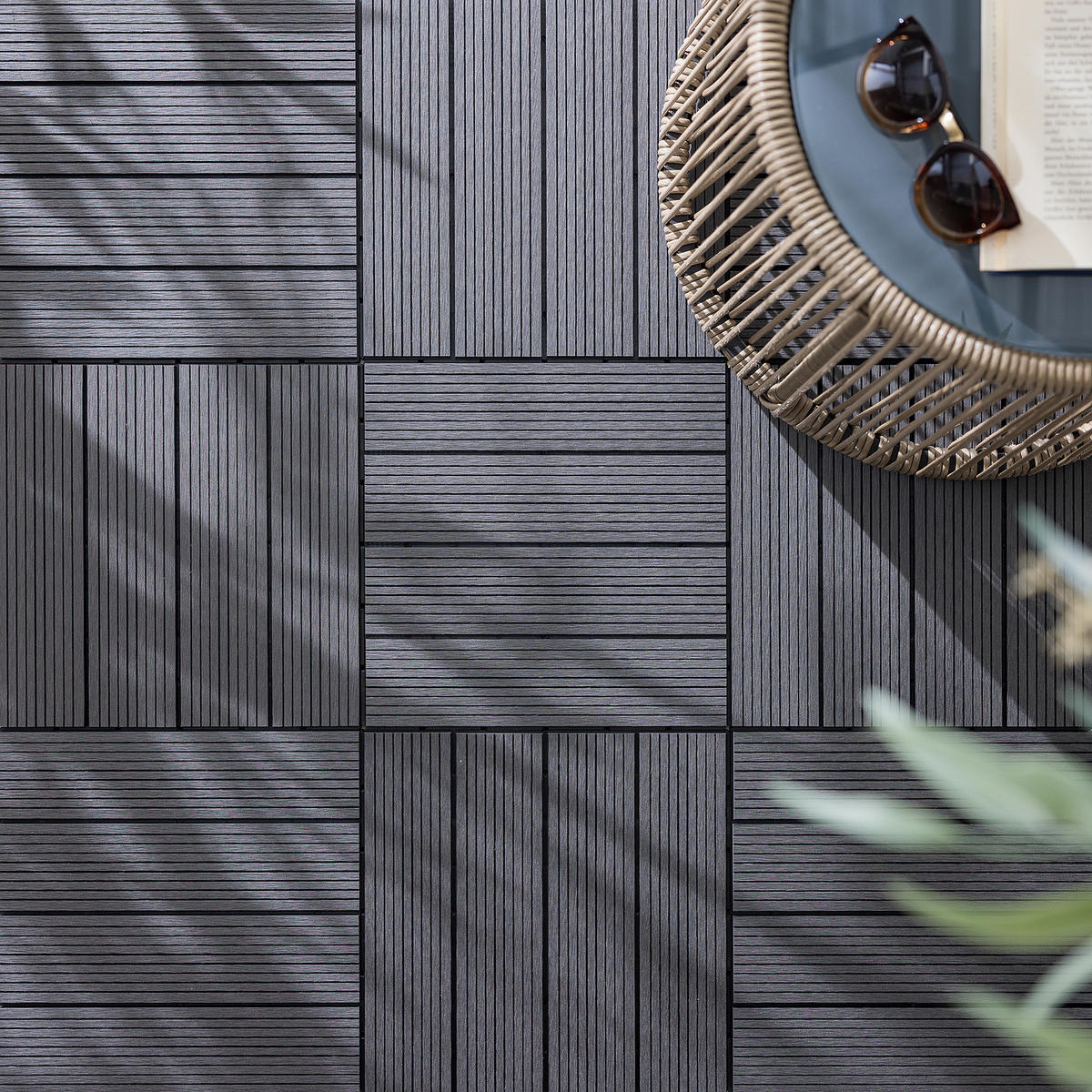 TERRASSENFLIESE - 22er-Set - Grau, Kunststoff (30/30/2cm) - home24