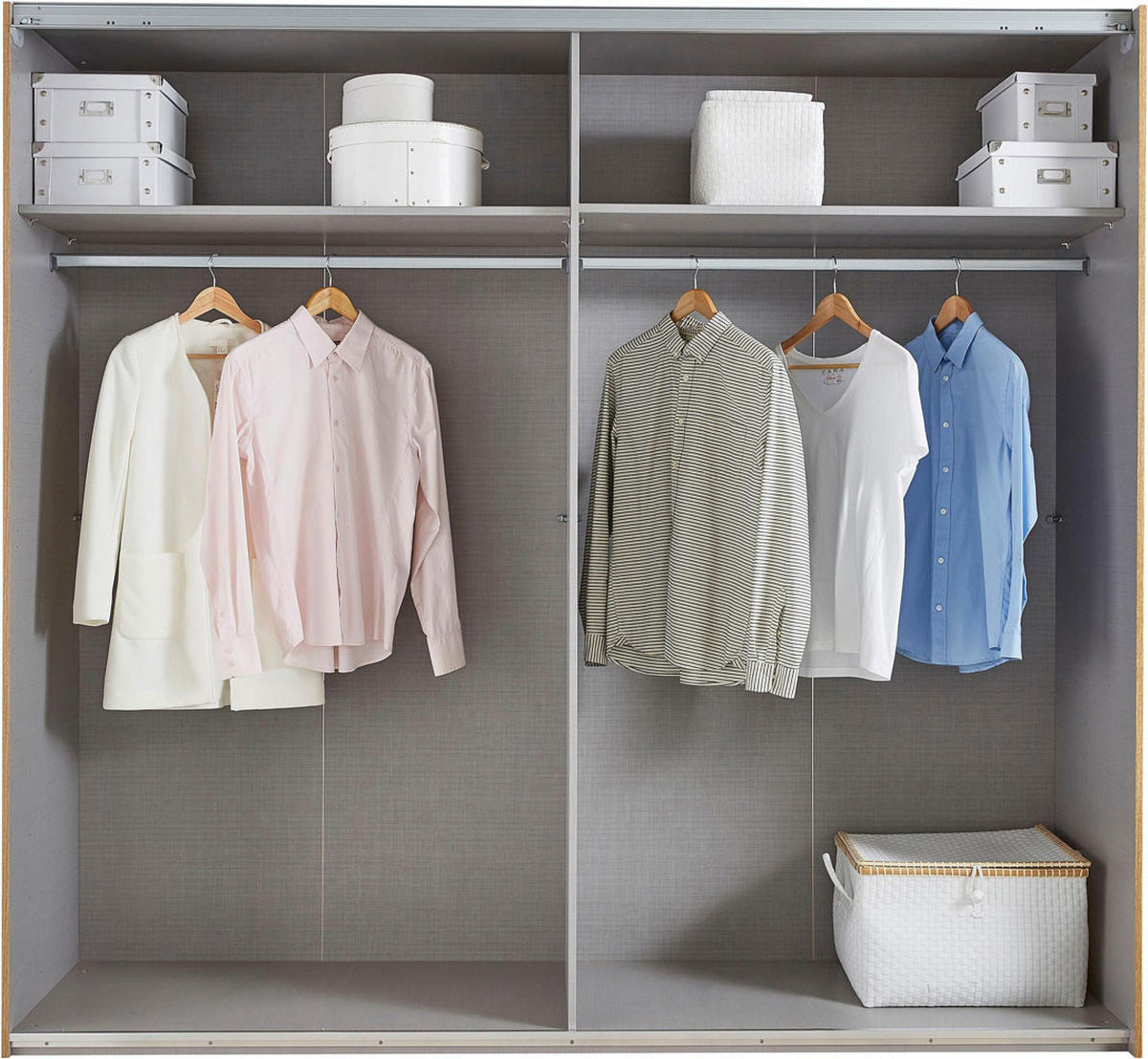 SCHWEBETÜRENSCHRANK Anna plankeneiche 225 / 65 / 210cm - Eichefarben/Grau, Holz/Holzwerkstoff (225/210/65cm) - Wimex