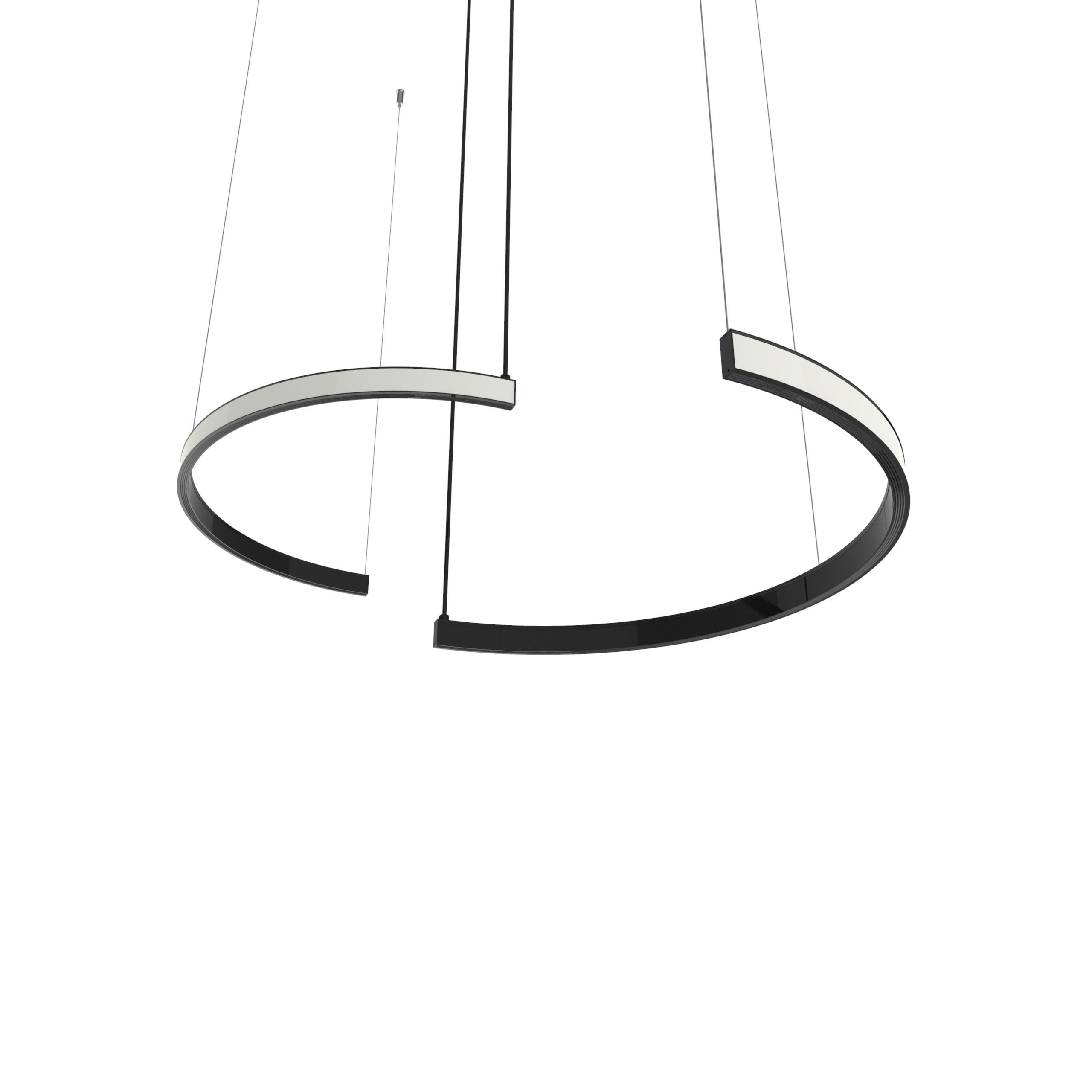 Lumicom Led-Hängeleuchte Schwarz Hochglanz 62x120x3.1 cm