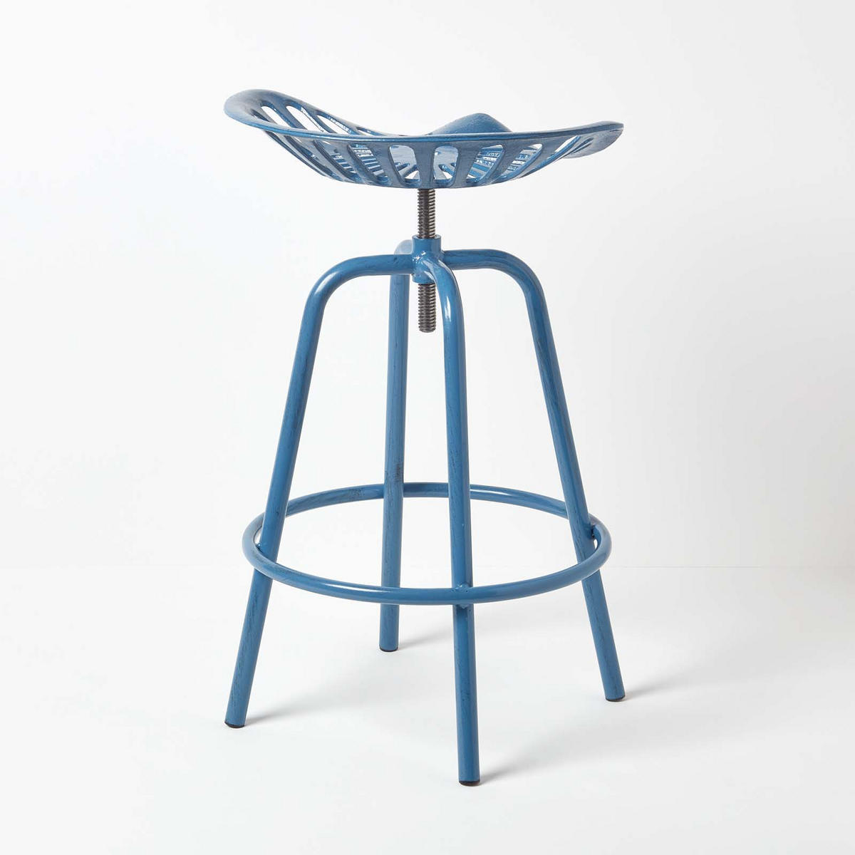 BARHOCKER Traktorsitz, Metall im Vintage-Look, höhenverstellbar - Blau, Metall (47/74/50cm) - Homescapes