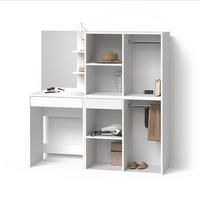 SCHMINKTISCH Nola Weiß 140 cm mit Schränken - Weiß, Holzwerkstoff (140/140/40cm) - Livinity®