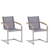 GARTENSTUHL 2er-Set Edelstahl grau Cosoleto - Grau, Metall (56/85/55cm) - Beliani