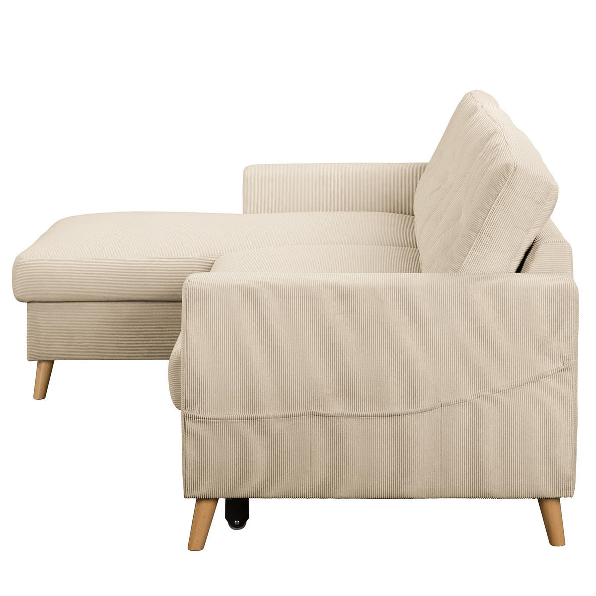 ECKSOFA mit Longchair - Beige/Braun, Holz/Textil (223/148cm) - home24
