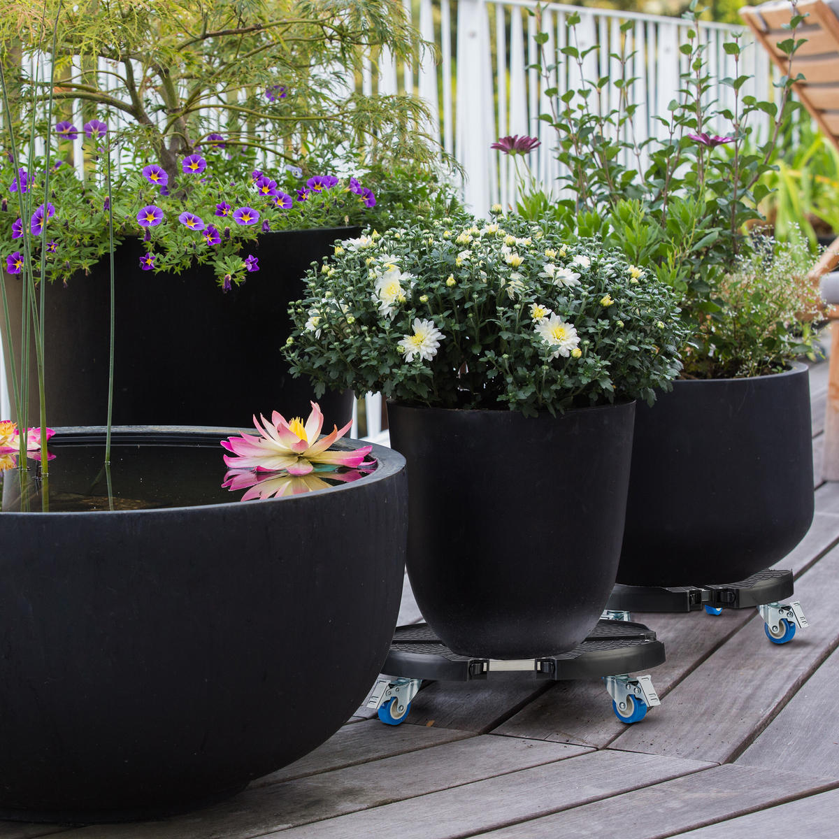 PFLANZENROLLER - Anthrazit, Kunststoff/Metall (51.5/10.5/51.5cm) - Relaxdays