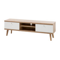 TV-LOWBOARD weiß, Eiche Riviera, TV-Unterteil skandinavisch, 160 x 50 cm - Eichefarben/Weiß, Holz/Holzwerkstoff (160/50/40cm) - Furn.Design