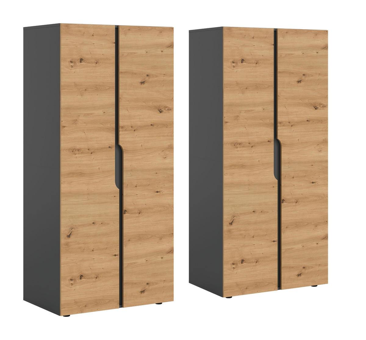 KLEIDERSCHRANKKOMBINATION ANGA (B/H/T: ca. 160/180/51 cm) in anthrazit/Artisan Eiche Nachbildung - Anthrazit, Holzwerkstoff (160/180/51cm)