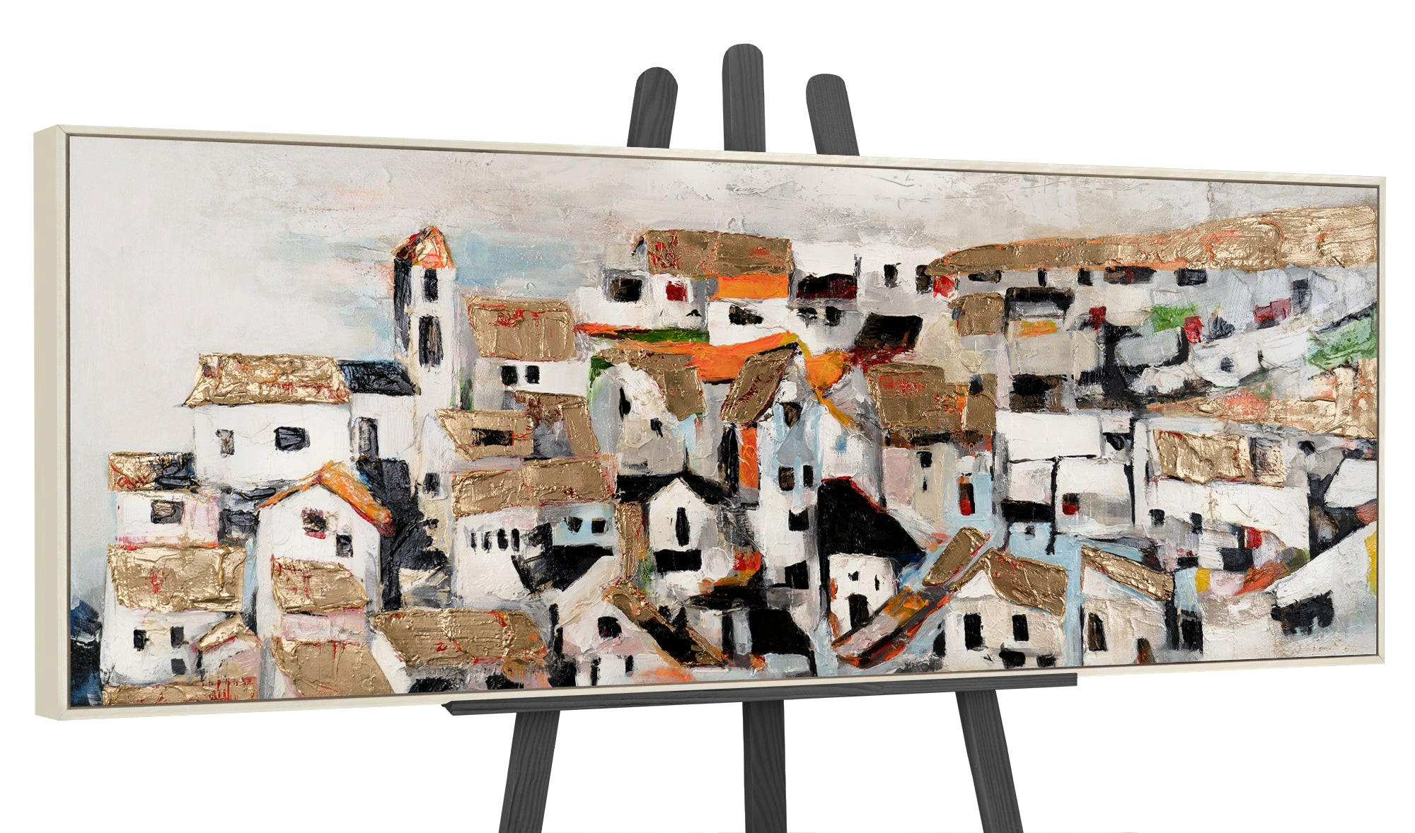 GEMÄLDE Sonnenhäuser Schattenfugenrahmen Beige 150x50 cm - Beige, Holz (150/50cm) - YS-art gallery