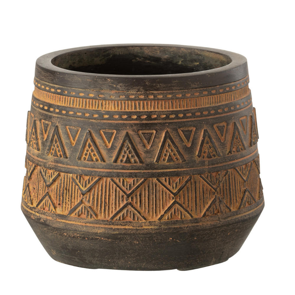 BLUMENTOPF ETHNISCH - Kunststoff - Braun - Ø 20 cm - Braun, Kunststoff (20/18cm) - J-Line