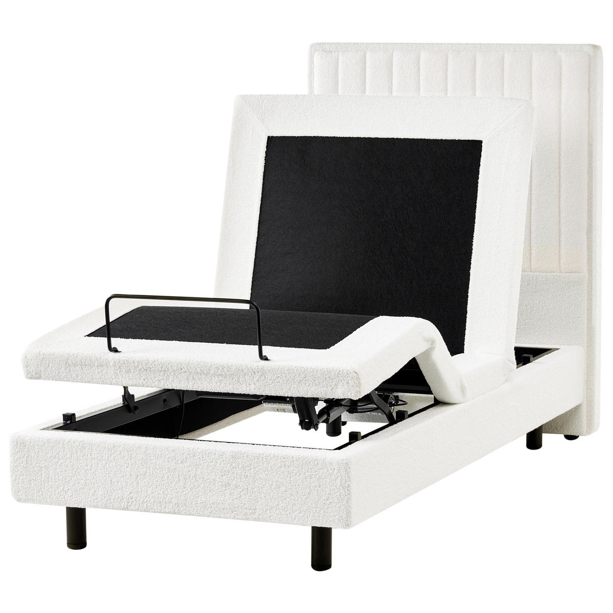 BETT 90/200 cm Cremeweiß Duke II - Schwarz/Weiß, Textil (90/200cm) - Beliani