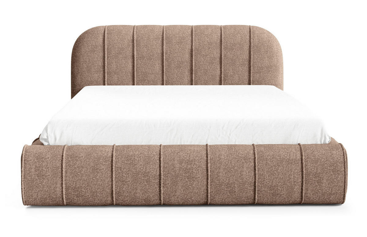 POLSTERBETT 140x200 Lunea, Samt, Metallrahmen, Bettkasten, Braun - Braun, Holz/Textil (140/200cm) - Emporius