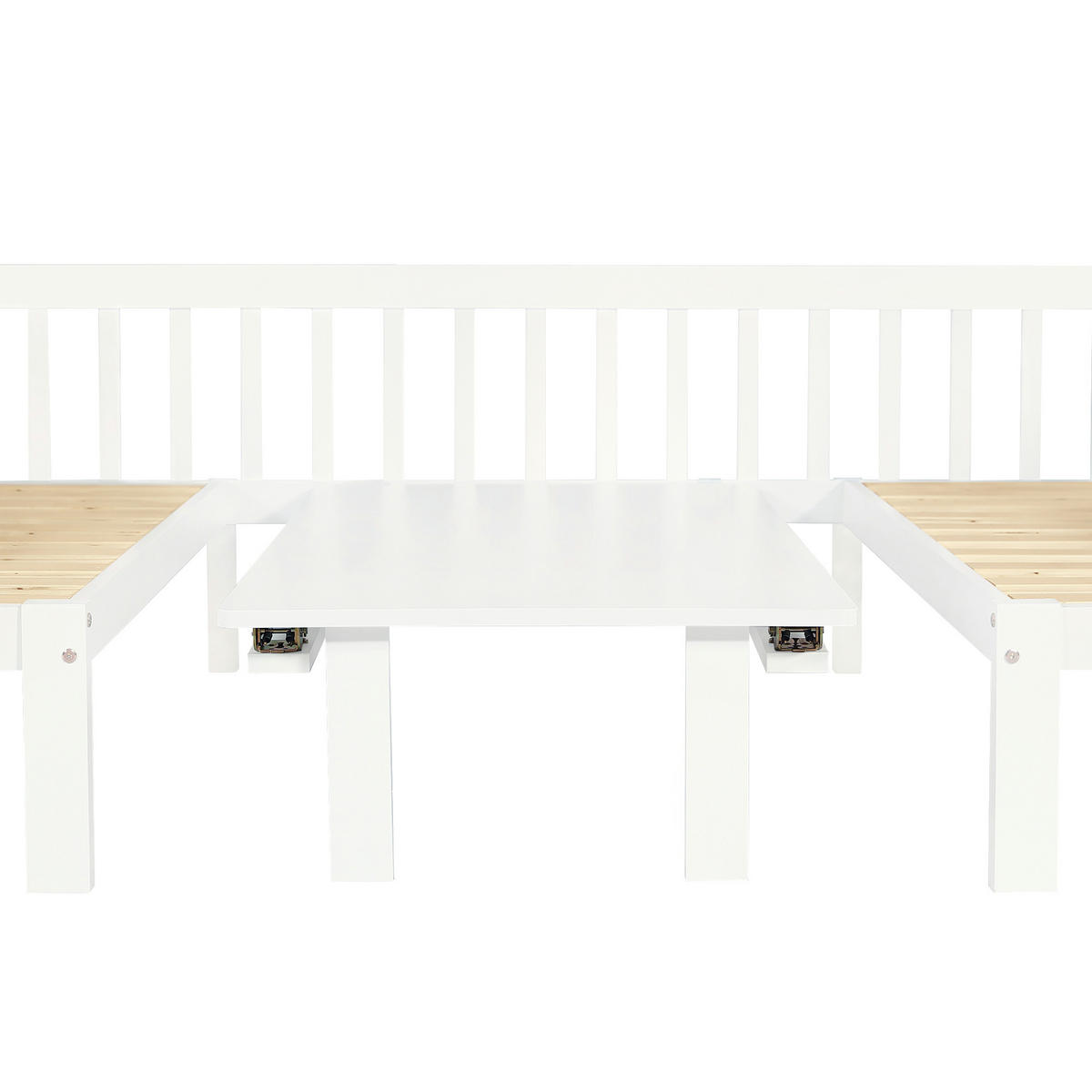 ETAGENBETT 90/200 cm & 120/200 cm in Weiß mit Stauraumtreppe, Tisch und Sicherheitsgeländer - Weiß, Holz/Holzwerkstoff (90/200cm) - CHICFURN