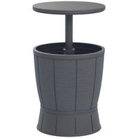 GARTENTISCH DE-14133 3-in-1 mit Eisbehälter, höhenverstellbar Grau - Grau, Kunststoff (49/49/84cm) - ComfortXL