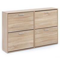 SCHUHSCHRANK Holz mit 4 Klappen und großer Ablage, Beige 120x24x81 cm - Beige, Holz/Metall (120/81/24cm) - KADIMA DESIGN