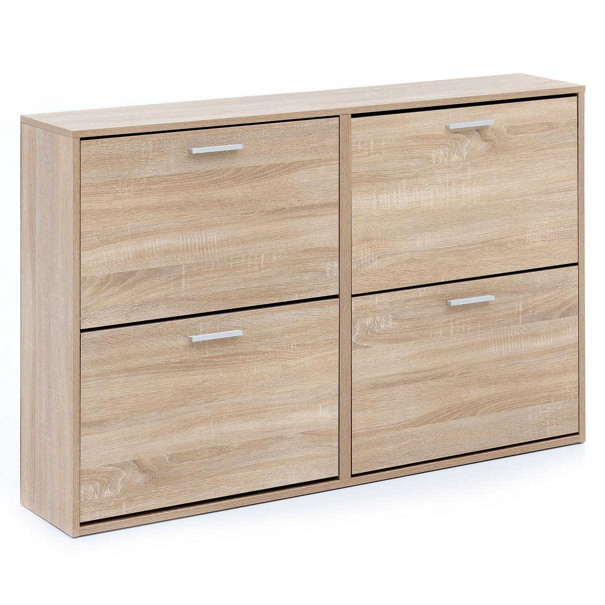SCHUHSCHRANK Holz mit 4 Klappen und großer Ablage, Beige 120x24x81 cm - Beige, Holz/Metall (120/81/24cm) - KADIMA DESIGN