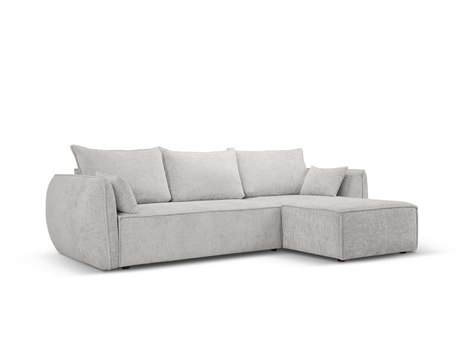 AUSKLAPPBARES-ECKSOFA rechts mit Container Kaelle aus Chenille-Stoff hellgrau 4 Sitzplätze - Hellgrau, Textil (165/252cm) - Micadoni