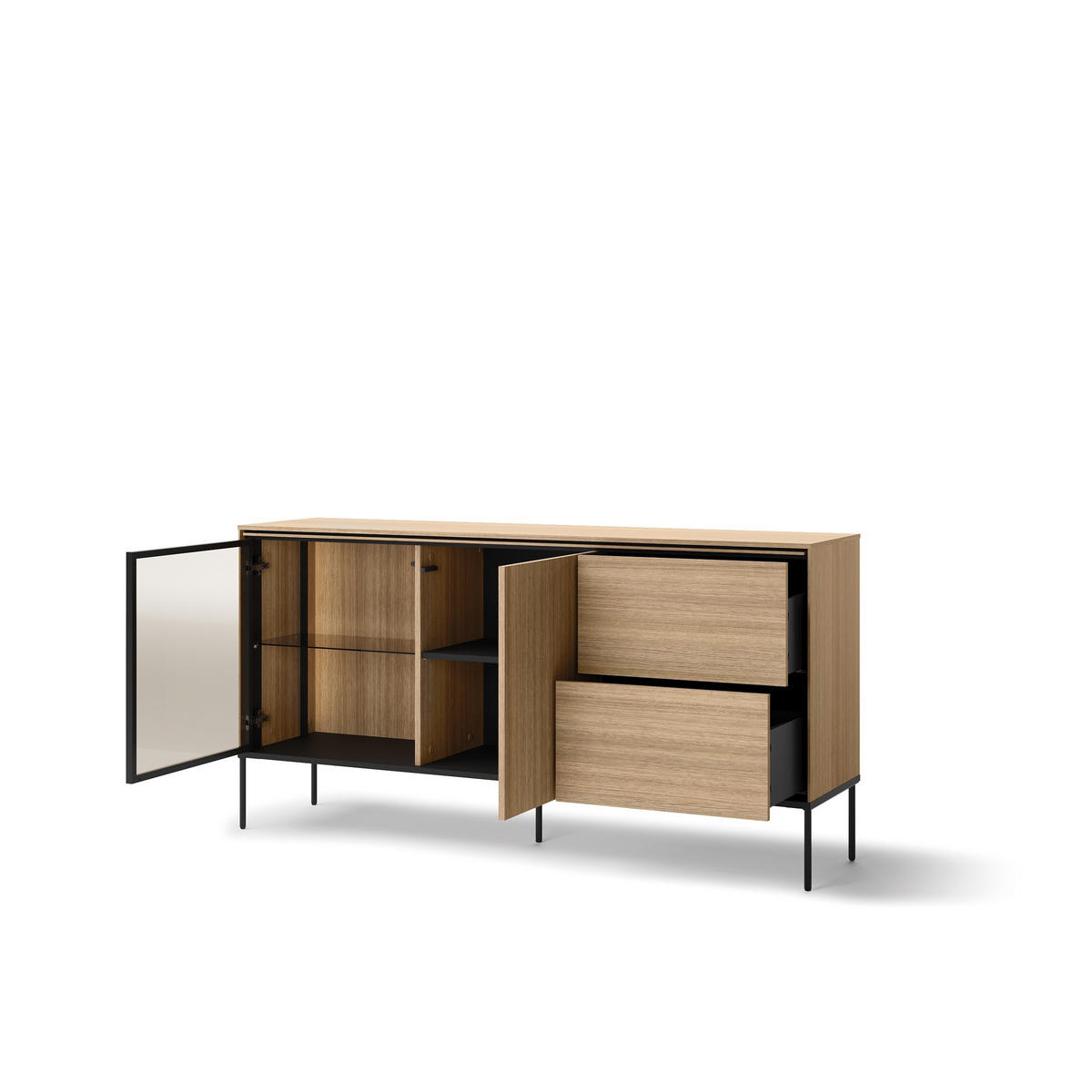 KOMMODE VISSO VI-05 mit LED-Beleuchtung Eiche linear - Eichefarben, Holzwerkstoff (167/85/41cm) - Lookway