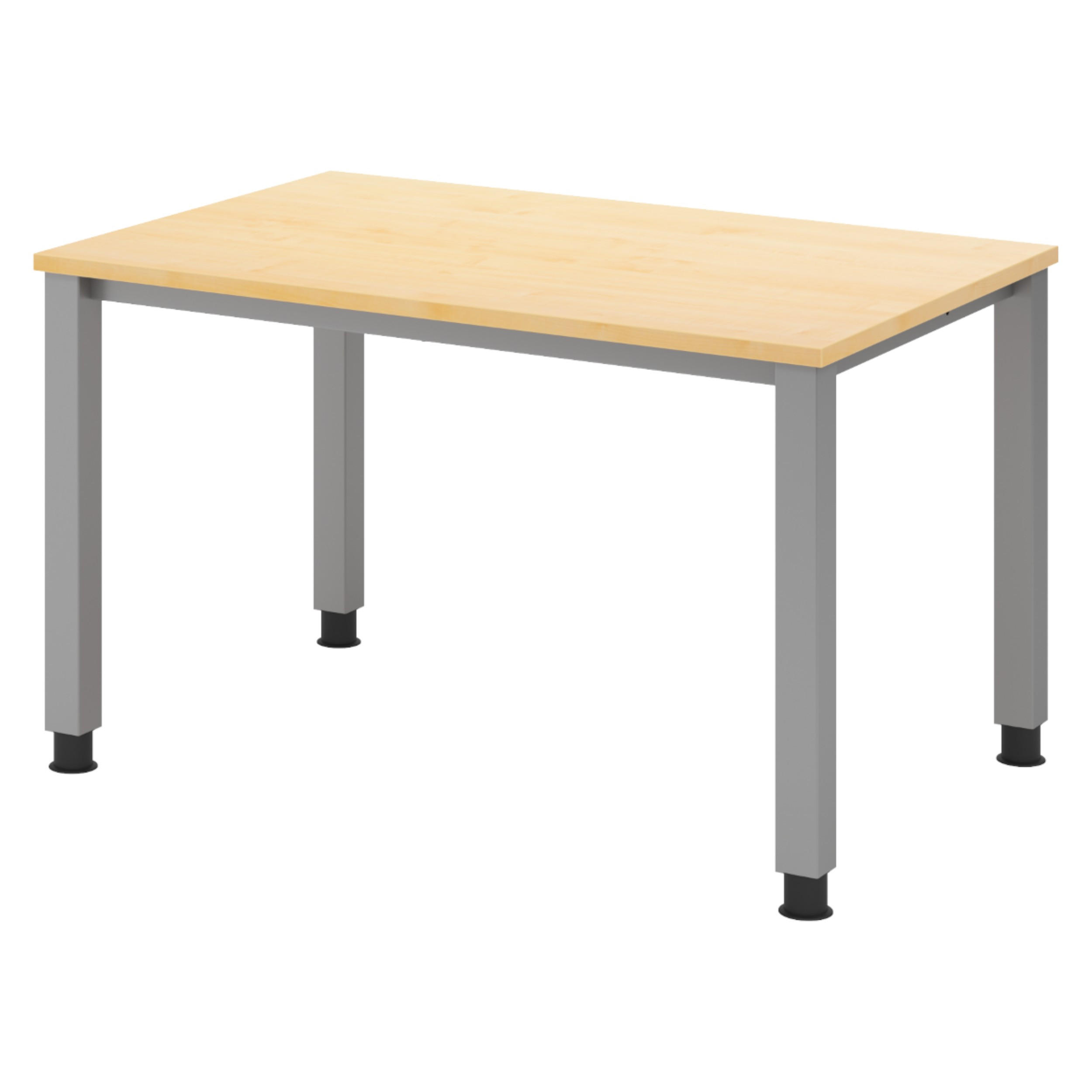 SCHREIBTISCH Serie-Q Gestell: Silber 80/120/74 cm in Ahornfarben - Ahornfarben, Holzwerkstoff (80/120/74cm) - bümö