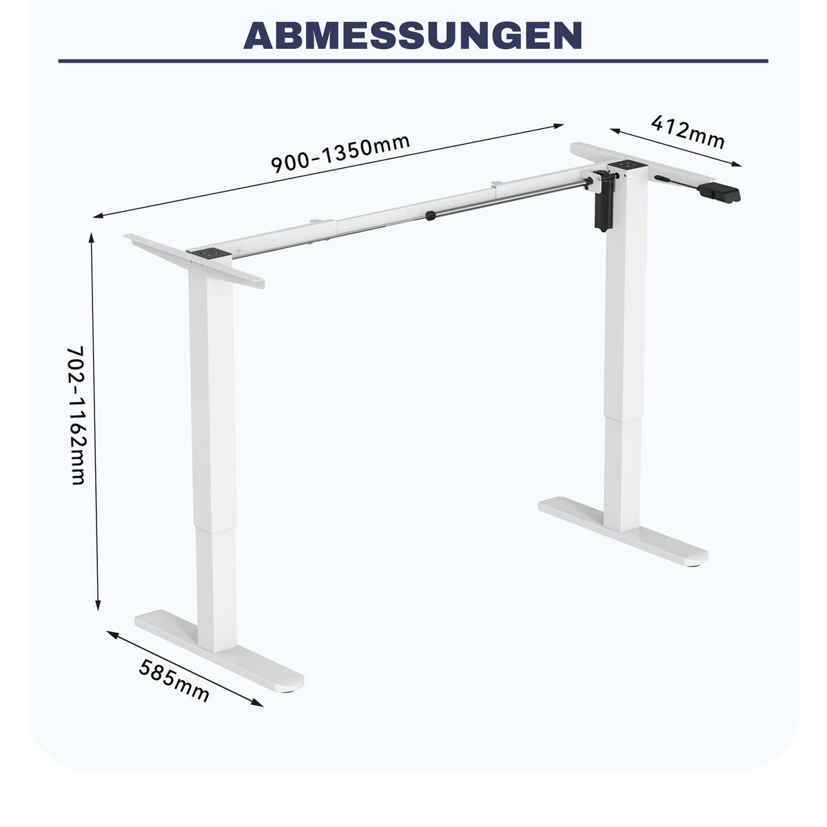 TISCHGESTELL HÖHENVERSTELLBAR UP30 weiss - Weiß, Metall (59/135/116cm) - Albatros
