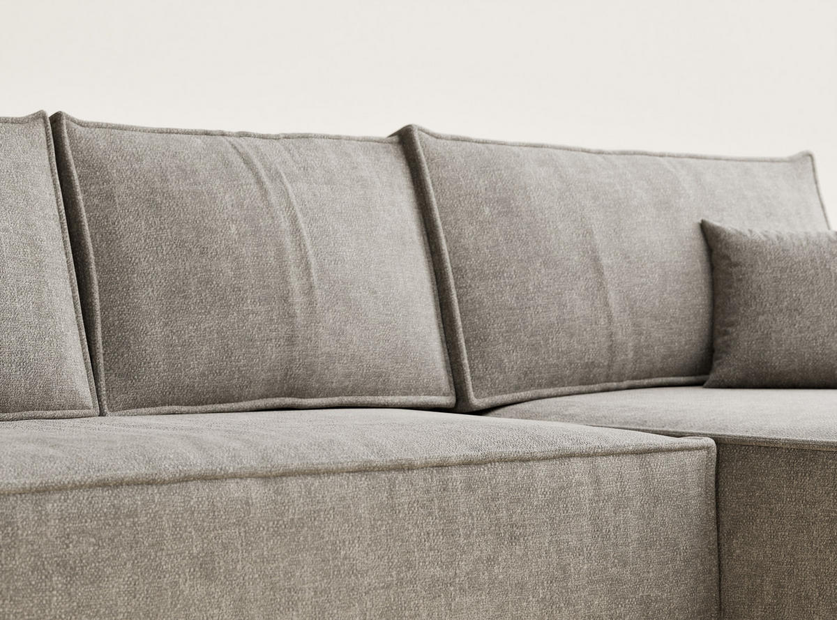 ECKSOFA Maze Braun Chenille-Stoff - Rechts Seite - Schwarz/Braun, Holz/Holzwerkstoff (294/185cm) - Maison de Reve