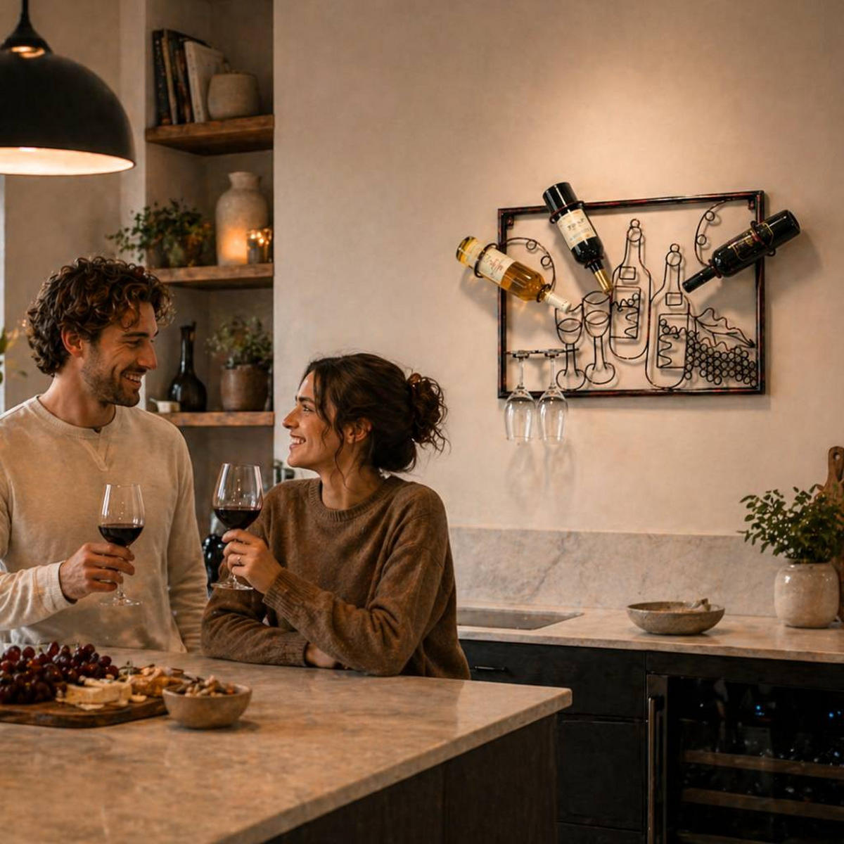 WEINREGAL für die Wand aus Metall 65 cm 91975 - Braun, Metall (64/45/10cm) - DanDiBo