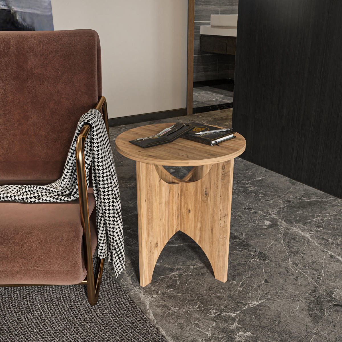 BEISTELLTISCH Merit Atlantikkiefer - Honigeiche, Holzwerkstoff (45/45/10cm) - Decorotika