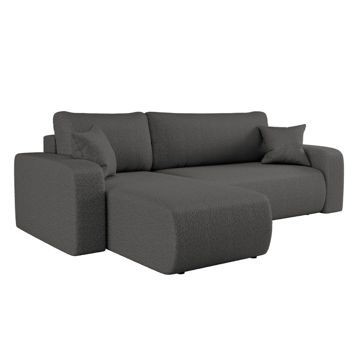 ECKSOFA L-FORM Schlaffunktion Und Bettkasten Eckcouch MILANO L Stoff Quelle Graphit Links - Graphitfarben, Holz/Textil (142/244cm) - Kaiser Möbel