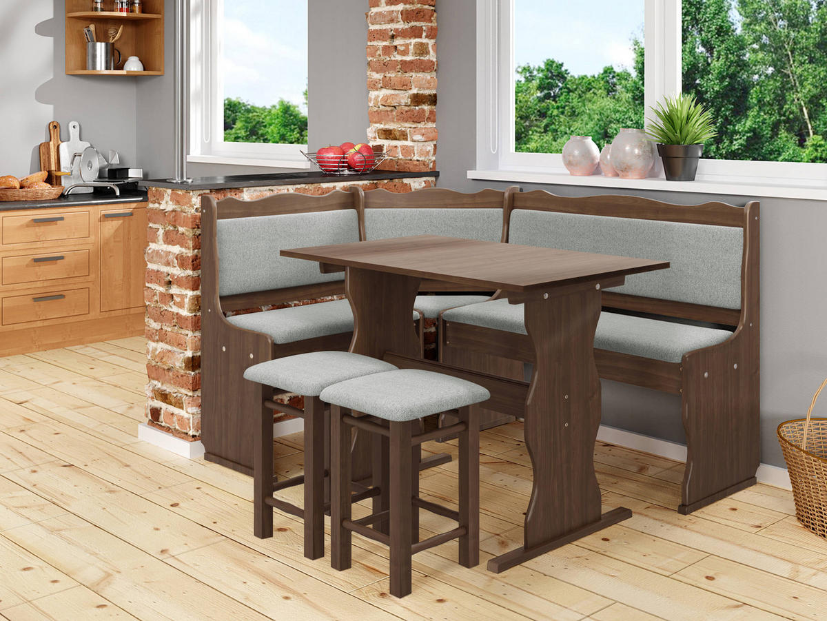 ECKBANKGRUPPE Mini - Hellbraun/Grau, Holz (145/87/105cm) - MIRJAN24