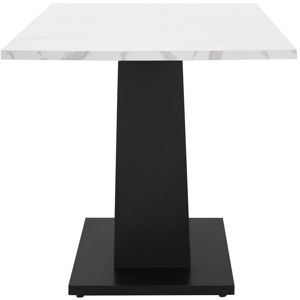 JEDÁLENSKÝ stôl, 140/75/75,5 cm, MDF/kov, biela/čierna s dekorom mramoru - biela, kompozitné drevo (140/75/75.5cm) - BEAOK