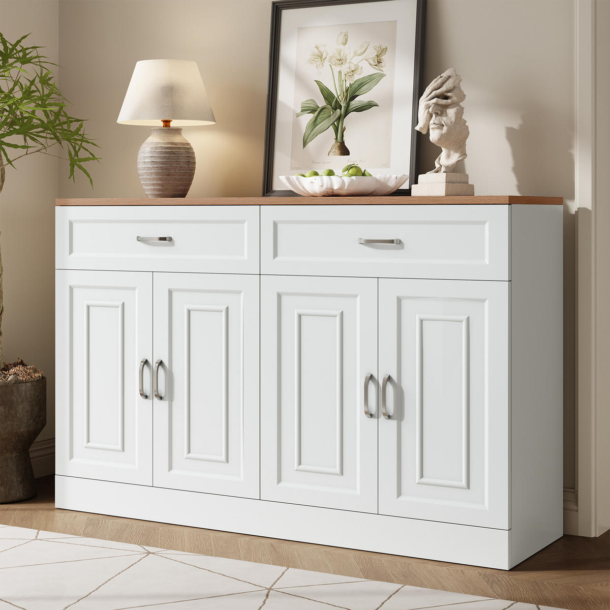 SIDEBOARD Regale Rebounder Holzmaserung Natürliche - Weiß, Holzwerkstoff (35/80.5/120cm) - FLIEKS