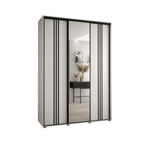 SCHWEBETÜRENSCHRANK 235,2/180/60 3-türig - Schwarz/Weiß, Holz/Metall (180/235/60cm) - Abiks Möbel
