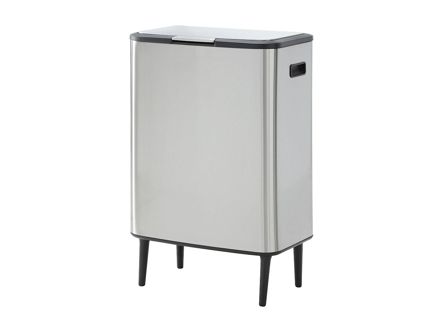 ANTI-FINGERABDRUCK-MÜLLTRENNSYSTEM auf Füßen – 60 L + 5 L – Edelstahl – 2 Behälter – DRAVIK - Silberfarben, Metall (53.4/80/32.4cm) - Vente-Unique