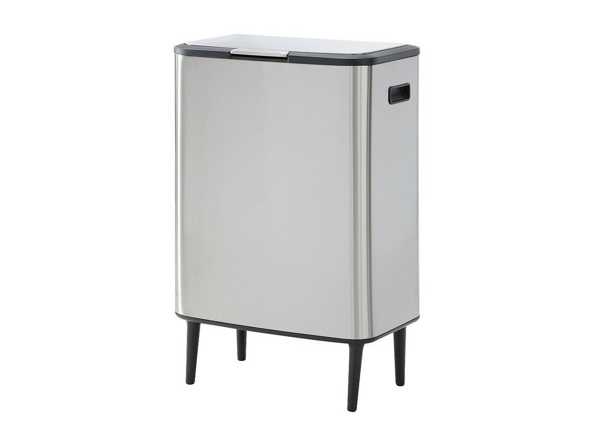 ANTI-FINGERABDRUCK-MÜLLTRENNSYSTEM auf Füßen – 60 L + 5 L – Edelstahl – 2 Behälter – DRAVIK - Silberfarben, Metall (53.4/80/32.4cm) - Vente-Unique