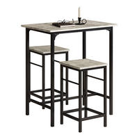 BARTISCH + 2 x BARHOCKER - Grau, Holzwerkstoff (80/88/50cm) - SoBuy