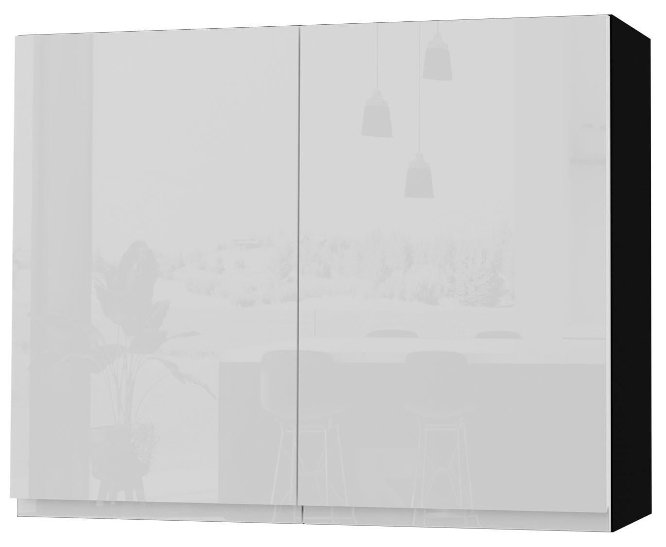 HÄNGESCHRANK Florence W3/90 Schwarz / RAL 9003 signalweiß HG 90 / 32,5 / 72cm - Weiß Hochglanz/Schwarz, Holz/Holzwerkstoff (90/72/32.5cm) - Feldmann-Wohnen